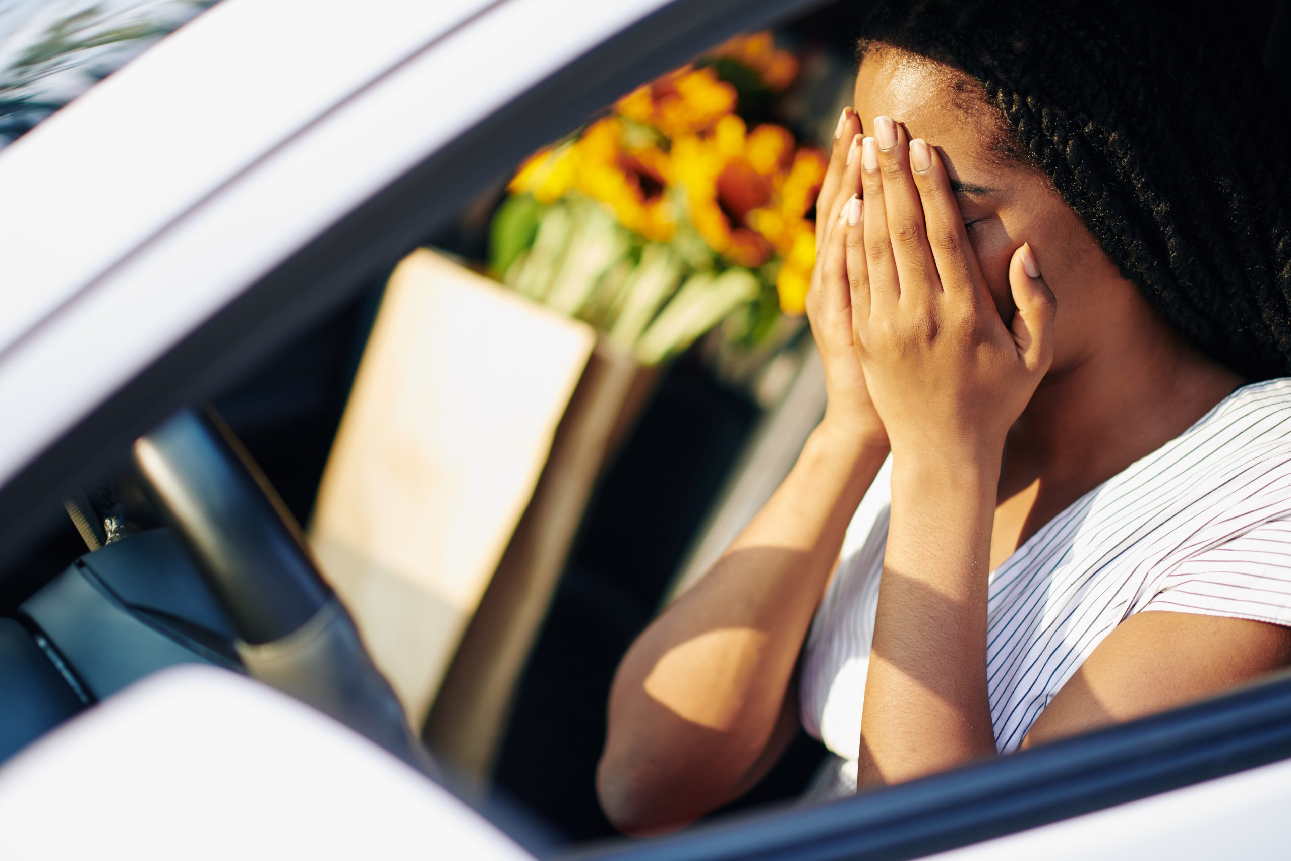 this is an image of a scared driver